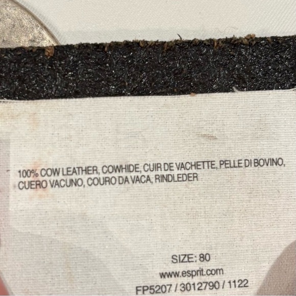 ESPRIT Sz 32” or 80 cm Brown Leather Belt with Metal Floral Style Ornate Buckle - Picture 10 of 10